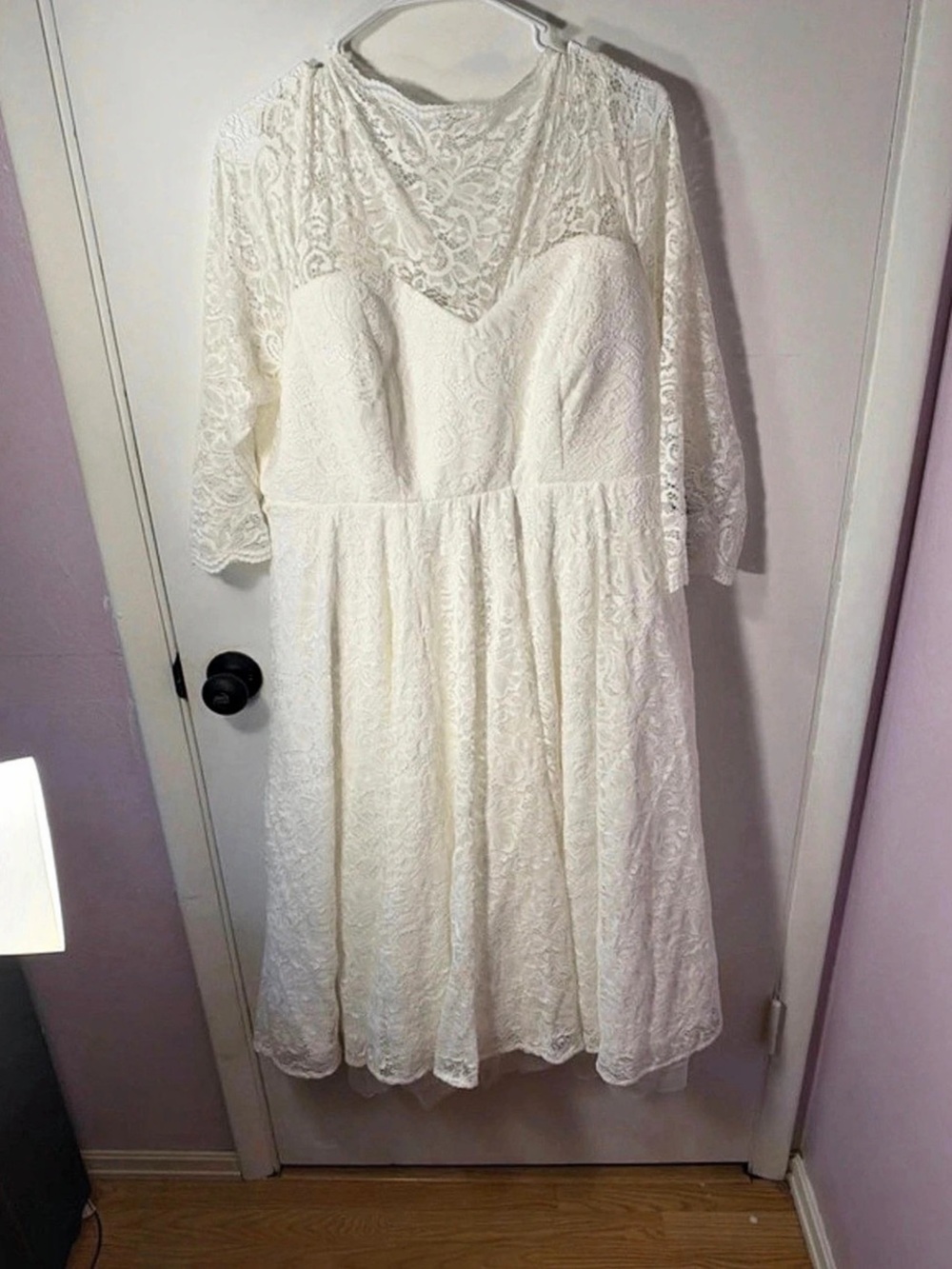 Torrid Ivory LS Lace Midi Illusion Dress White Size 18 NWT